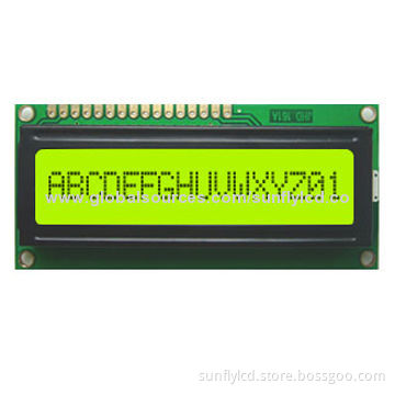 STN Character LCD Module, LCM 16x1 Character LCD with Yellow-green Backlight